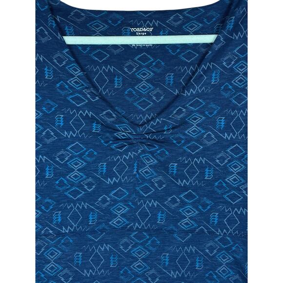 Toad & Co. Rosalinda Dress Blue Geometric Print Large Casual Travel Outdoors - Picture 4 of 12